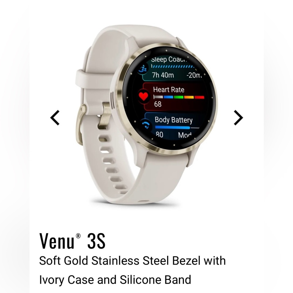 Garmin Venu 3S Smartwatch - Soft Gold and Ivory